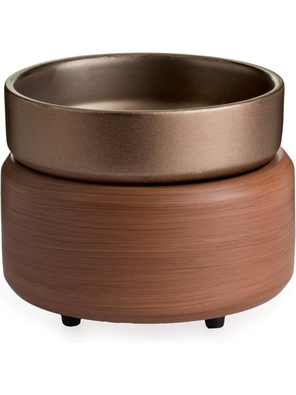 2-in-1 Candle & Wax Melt Warmer - Pewter Walnut Scented Home Fragrance Decor